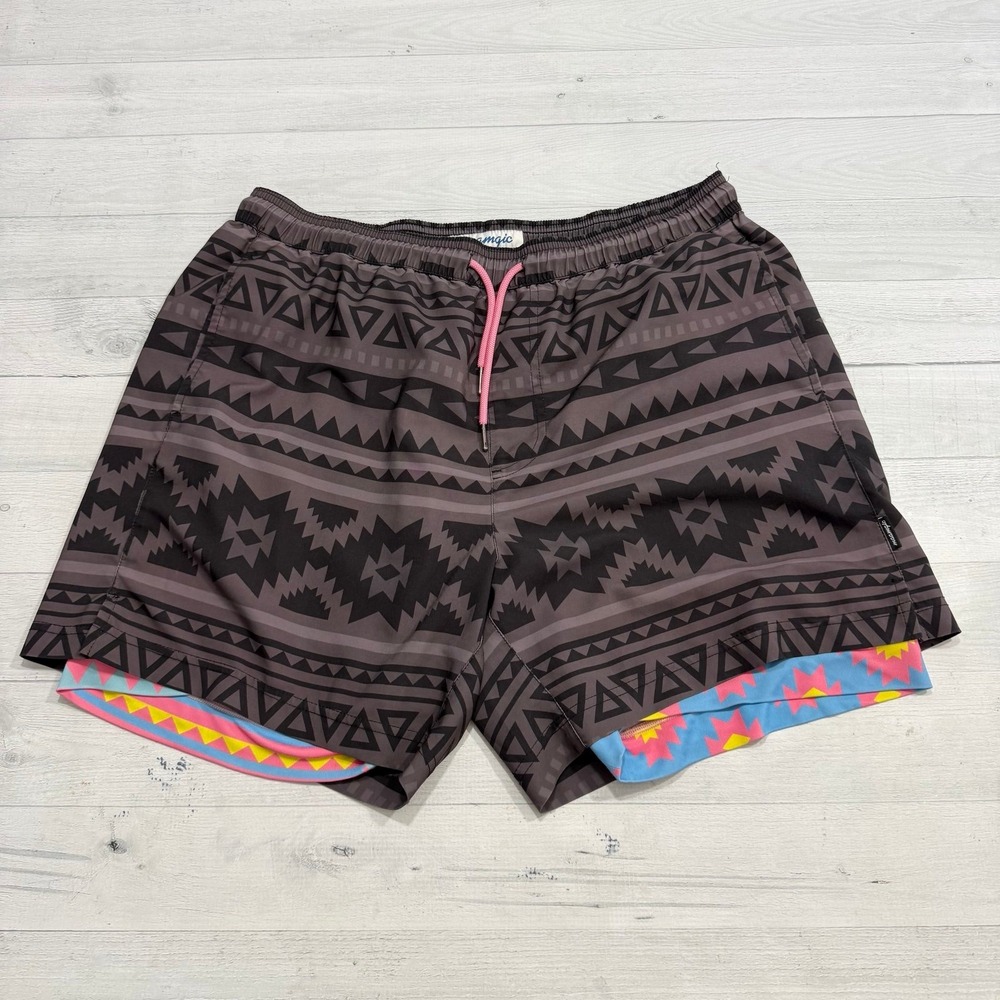 Maamgic FlipFlicker Pink Geo Swim Trunks pink black men's XL